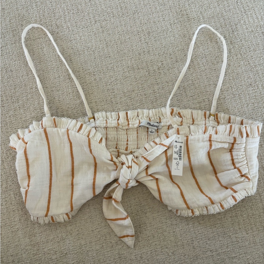 Madewell Lightspun Tie-Front Bandeau Top in Stripe - Picture 5 of 10
